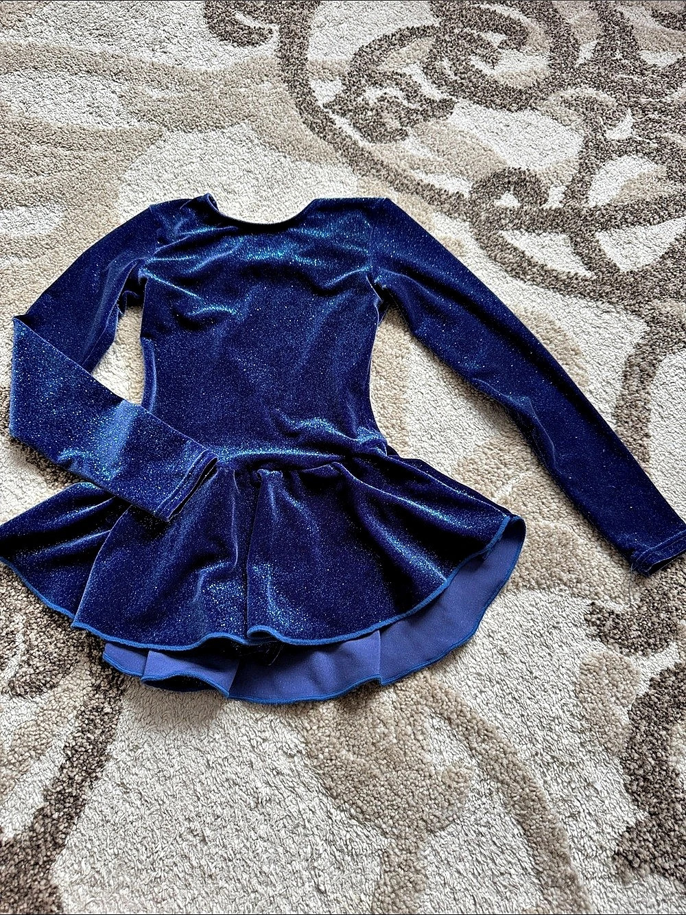 Blue Long Sleeve figure skating Dress size 6-7 years old